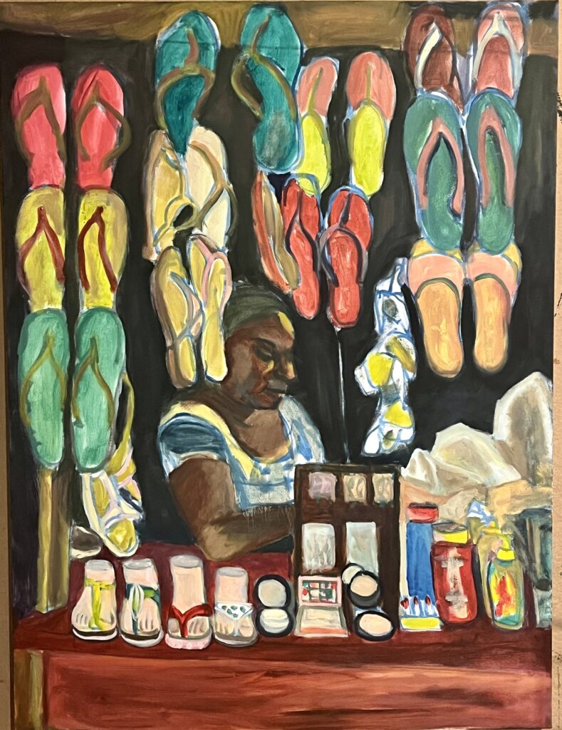 Óleos sobre lienzo Las chinelas, Mercado municipal de Granada , Nicaragua.