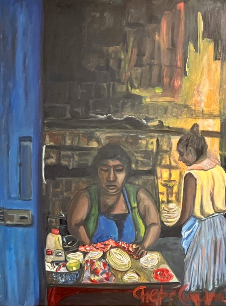 Óleos sobre lienzo, Lunes de sopa , Mercado de Granada, Nicaragua.